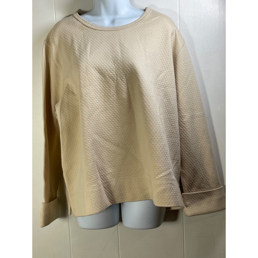 Womens Cream Textured Long Sleeve Top
